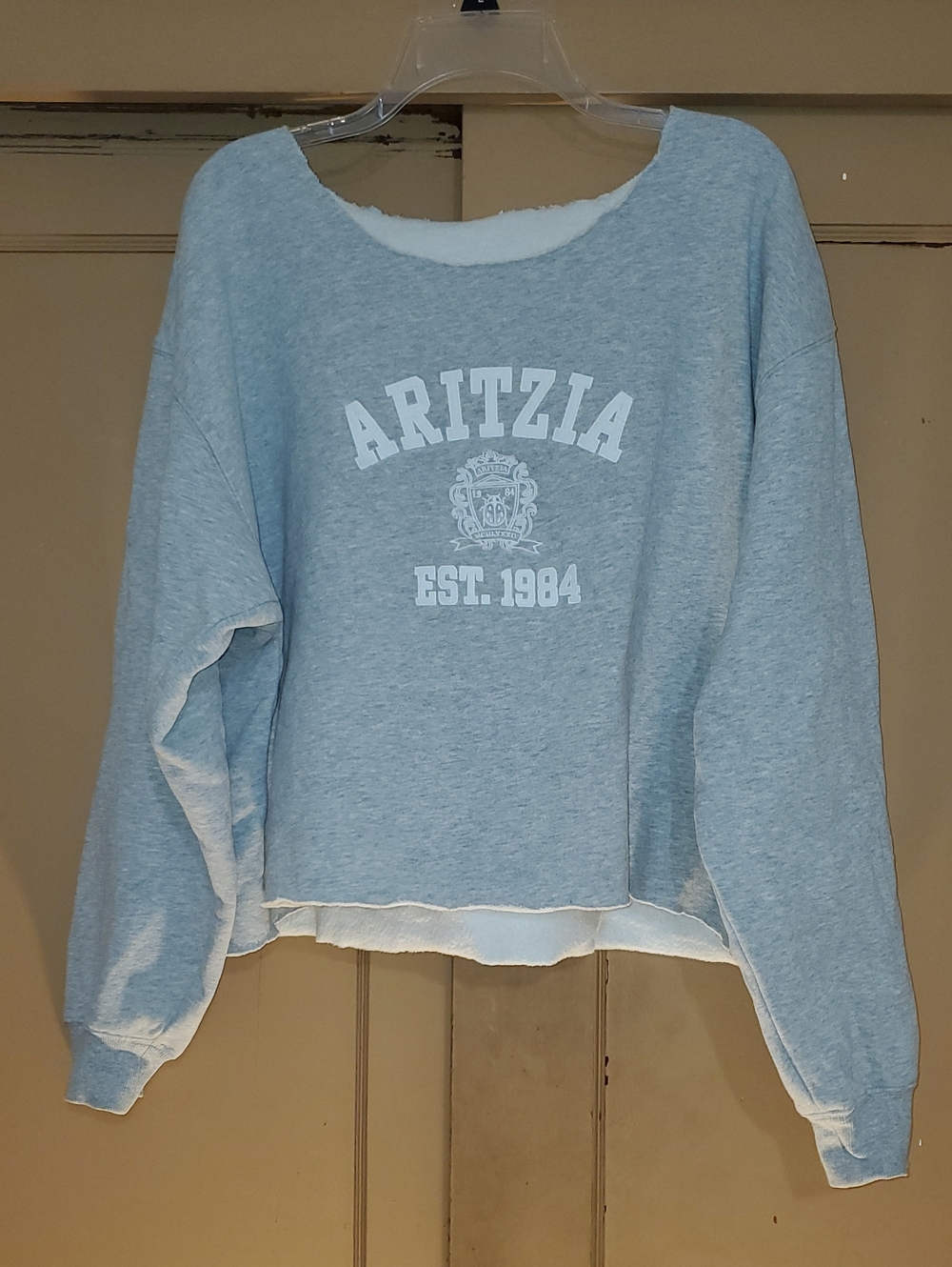 Aritzia Light Gray Crewneck Logo Sweatshirt